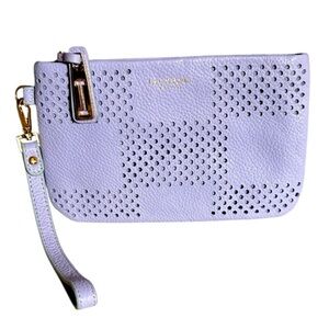 Isaac Mizrahi Loretta Perforated Leather Wristlet in Purple Lilac